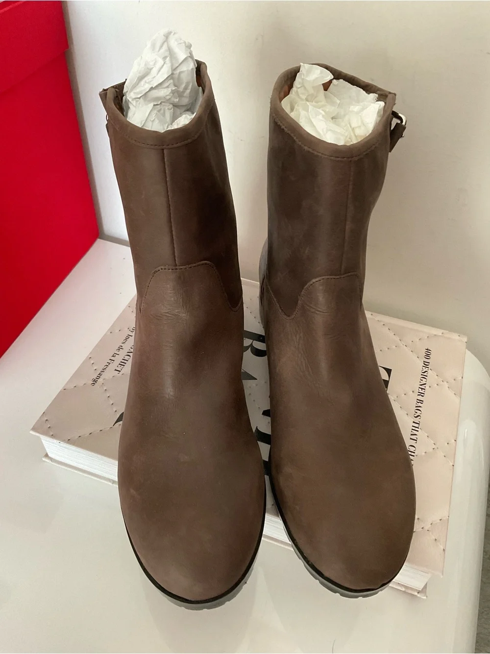 GAP Brown Leather Booties Size 10